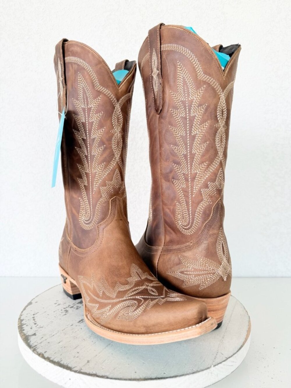 Lane LEXINGTON Brown Cowboy Boots Womens 11 Western Cowgirl Mid Calf Snip Toe